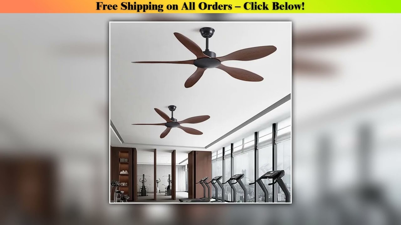 46 56 Inch Ceiling Fan 5 Blades Vintage Industrial ABS Ventilator No Light Remote Control for Cafe