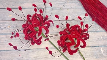 DIY Beautiful flowers with Pipe Cleaner - Red Spider Lily Pipe Cleaner flowers - DIY Chenille Wire