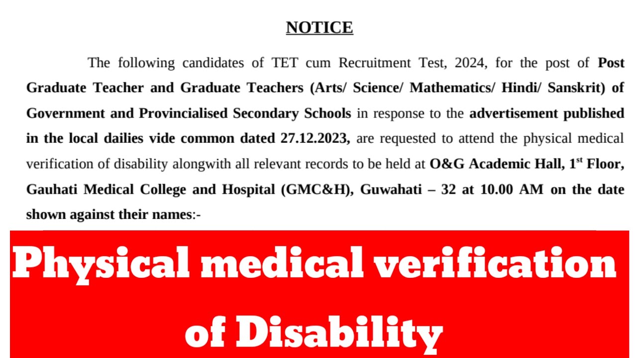 Tet cum Recruitment Graduate and Post graduate teachers medical test 