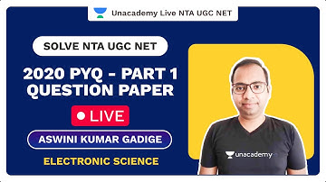 Solve NTA UGC 2020 PYQ | PART 1| Question Paper Live | AIM JRF Electronic Science | Aswini Kumar