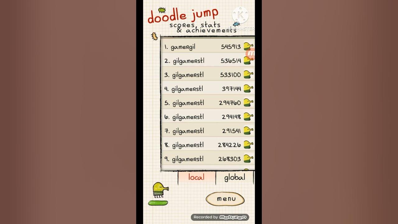 I got doodle jump scores, stats, and achievements!!!!!😃 YouTube