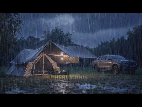 Peaceful Forest Camping 🌲🏕️ | Heavy Rain & Thunder for Fast Sleep & Deep Relaxation 😴
