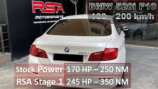 BMW F10 520i (1600cc) | Stage 1 vs Stock | 0 - 100 km/h | 50 - 150 km/h Acceleration| 170hp to 245hp