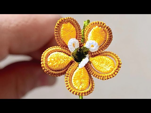 flower 三点まとめ Shuttle lace 3D stuffed flower 🌼 with all the tips and tricks