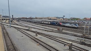 P42DCs 182 and 82 lead Amtrak California Zephyr Train 6 in Chicago 