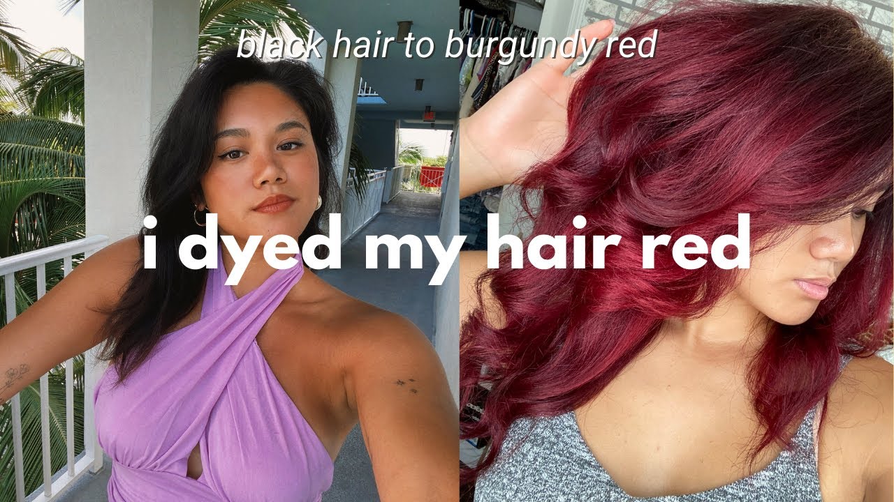 dyed my hair dark red | black hair to red hair