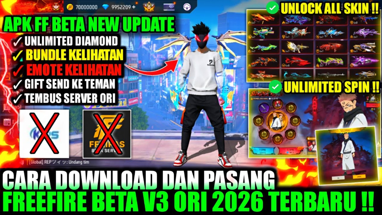 NEW UPDATE‼️CARA DOWNLOAD FF BETA V3 ORI 2026 VIP GRATIS TERBARU - FF BETA LINK MEDIAFIRE - WORK