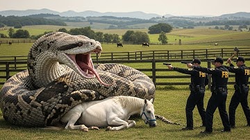 Fearless Rescue Team Confronts Giant Python to Save a Mother Horse