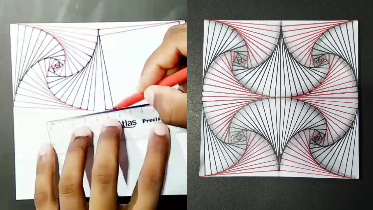Amazing Red & Black Weird Drawing - Very Easy Trick Art on Paper - Simple Line Art, You Can Try It