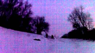 sledding with a picnic table