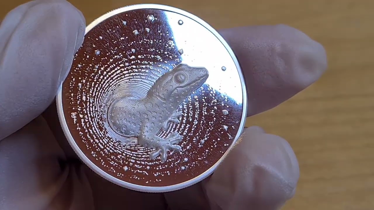 Le Grand Mint Geko. Ultra High Relief Proof, 2023 Silver Bullion Coin