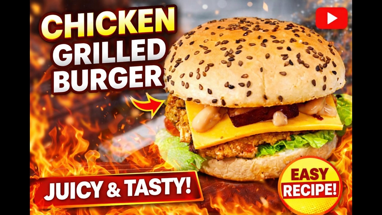 Juicy Chicken Grilled Burger Recipe | Easy Homemade Burger