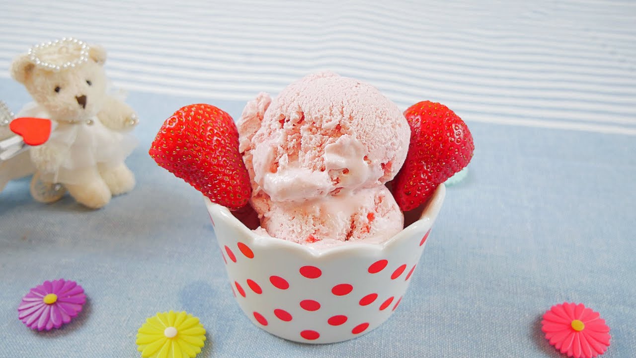 Easy Homemade Strawberry Ice Cream 3 Ingredients [No Machine]