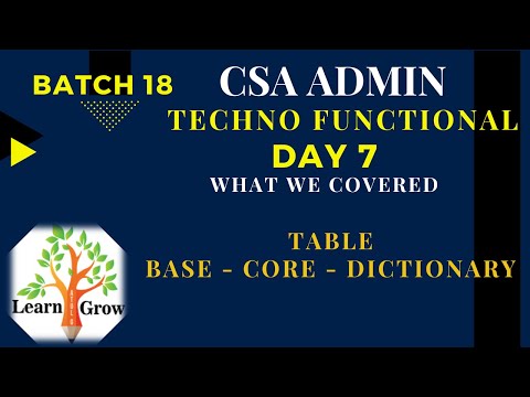 CSA Admin Batch18 | Day 7 | Table - Base - Core - Dictionary Entries