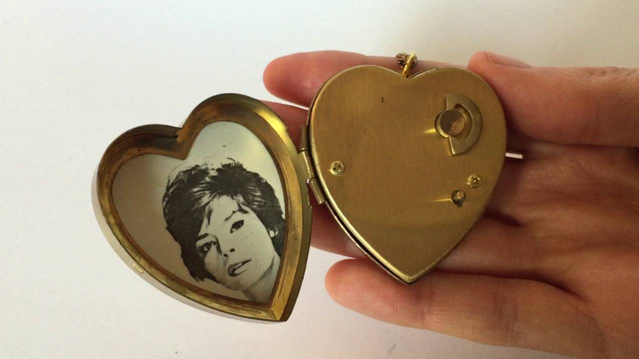 Vintage Miniature Music Box Pendant Necklace and Photo Locket