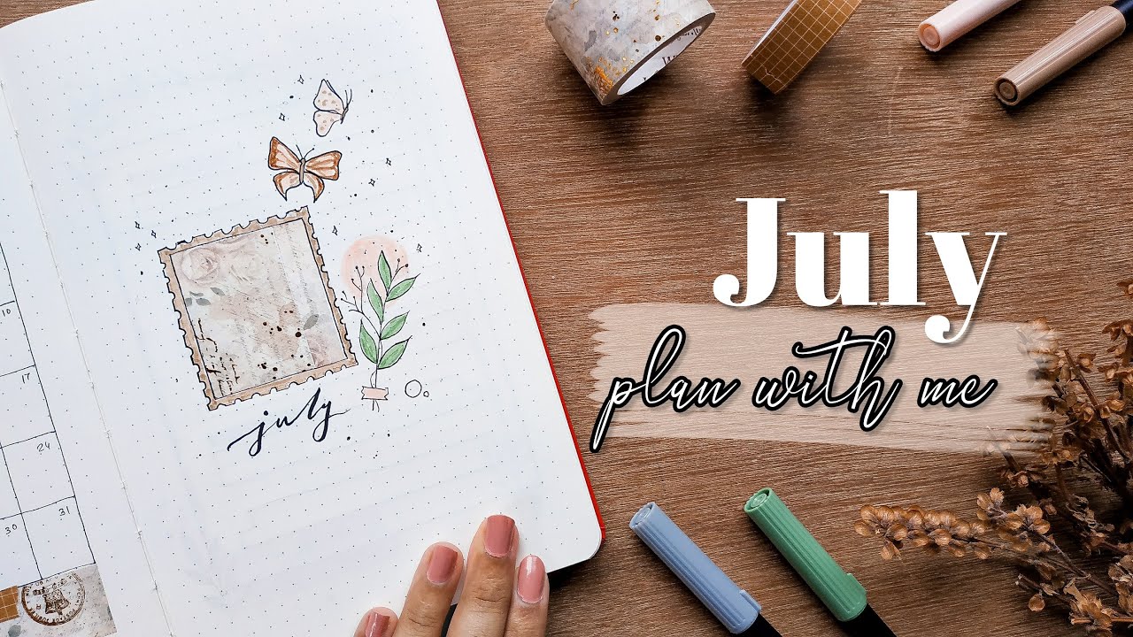 Plan With Me | July 2021 Bullet Journal Setup | Minimal Vintage Theme