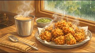 Rainy Day In Indian Village Making Crispy Pakora & Masala Chai Ghibli Asmr
