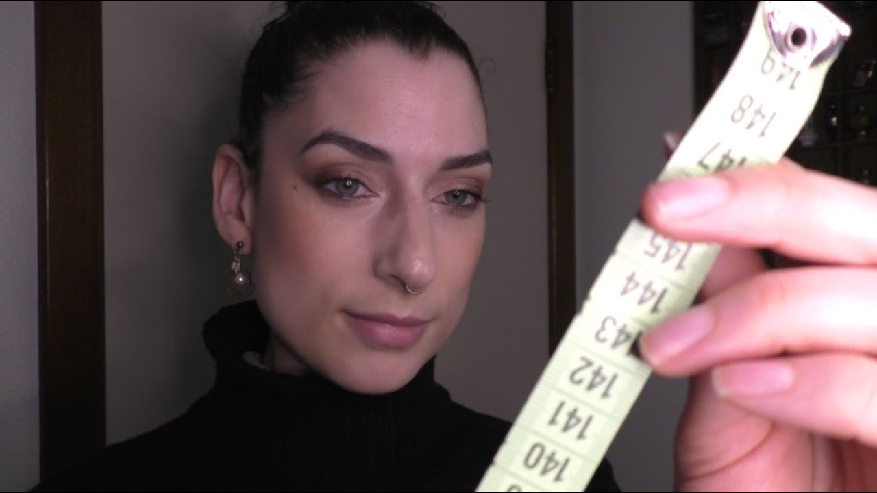 Face measuring and pencil writing - ASMR soft spoken role-play (lav mic) (no tapping)