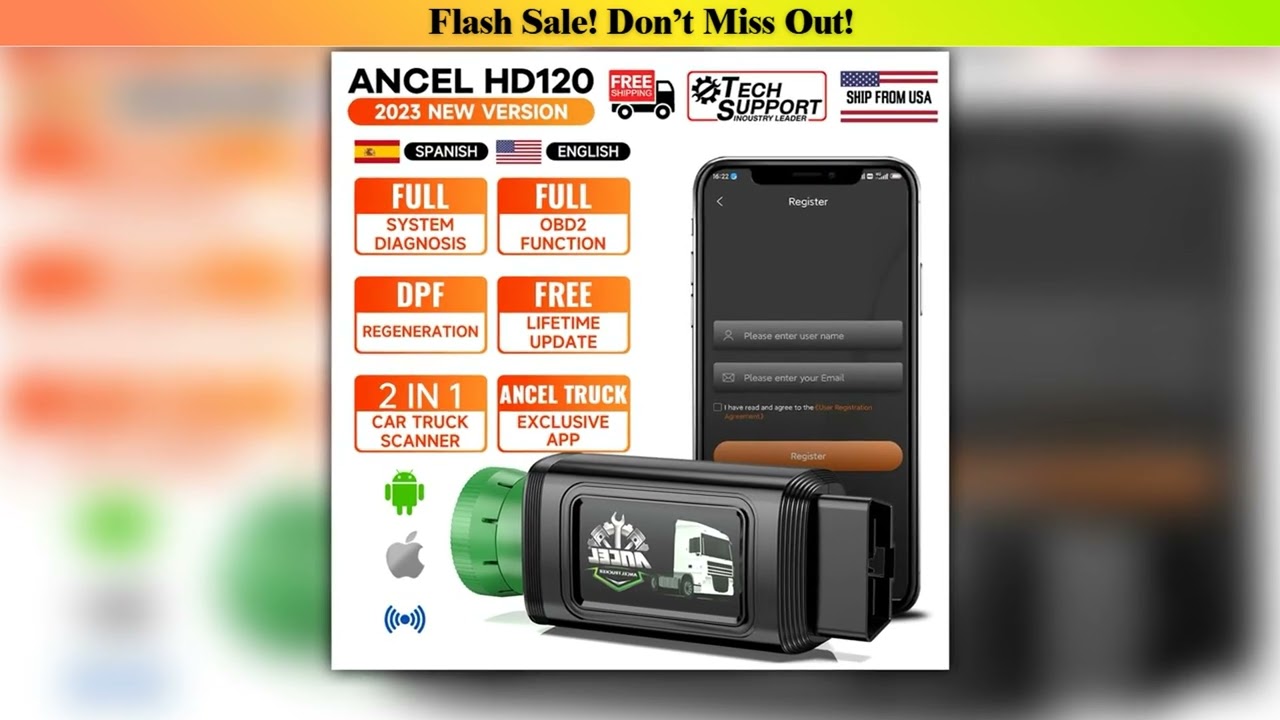 Hands-on ANCEL HD120 Bluetooth Heavy Duty Truck Scanner Full System Diesel Scan Tool DPF Forced