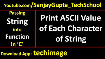 Print ASCII value of each character of string by passing string into function in C programming