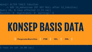 KONSEP BASIS DATA | Pengenalan Basis Data | PDM | ERD | DDL | DML |