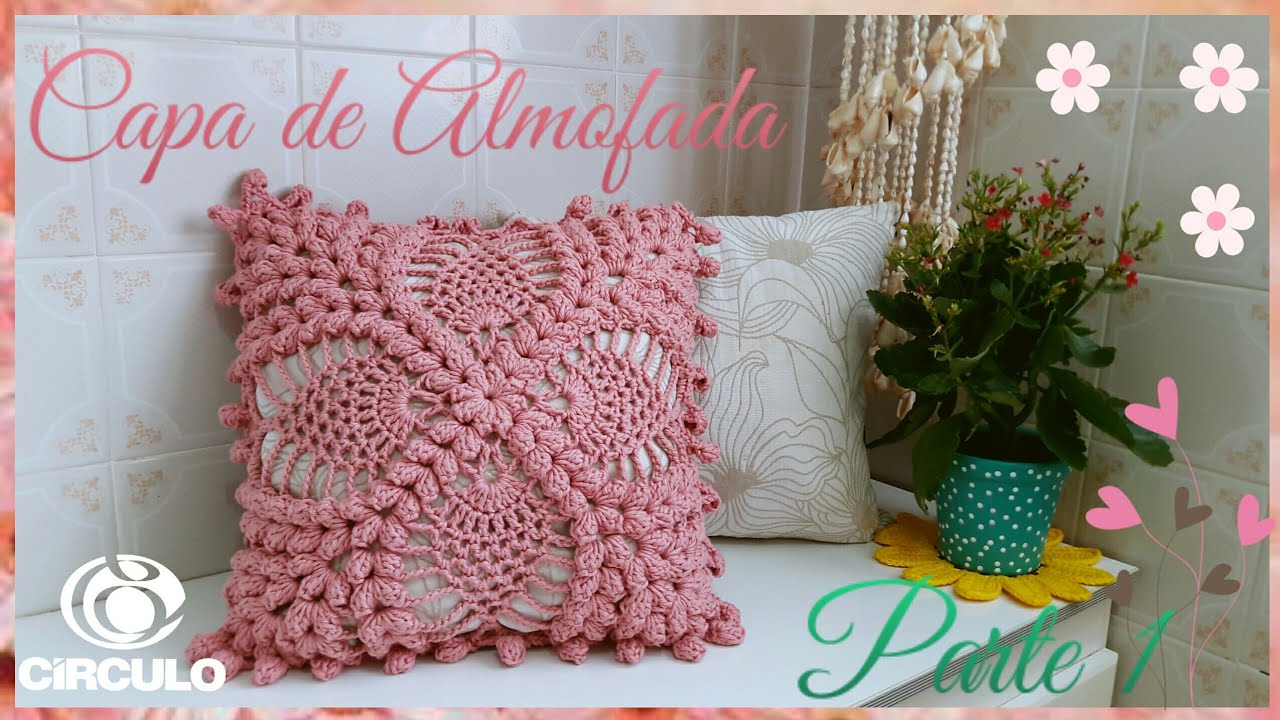 🌹 Cushion Cover in Crochet 1/2. By Vanessa Marcondes. - YouTube