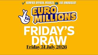 The National Lottery Euromillions Draw Live results from Friday 07 August 2026 | Euro Millions