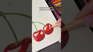 Coloring cherries w color theory 🍒| colored pencil art #drawing #cherry #colortheory #fruitart