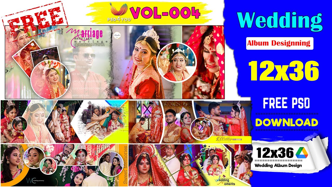 2023 New 12x36 Wedding Album Design PSD Template Vol 004 PSD4YOU