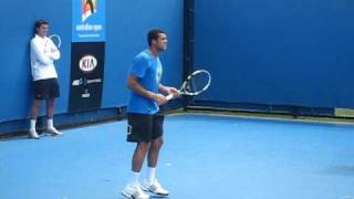 Famous Jo-Wilfried Tsonga practicing at Australian Open 2010 Wealth