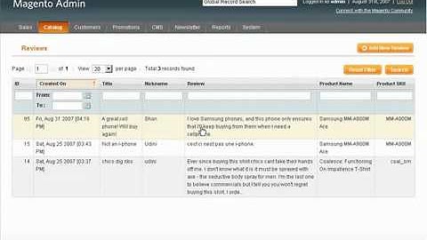 Quick overview of product reviews in Magento