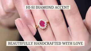 1.50 CT Princess Diana Inspired Created Ruby and Diamond Ring Wealth