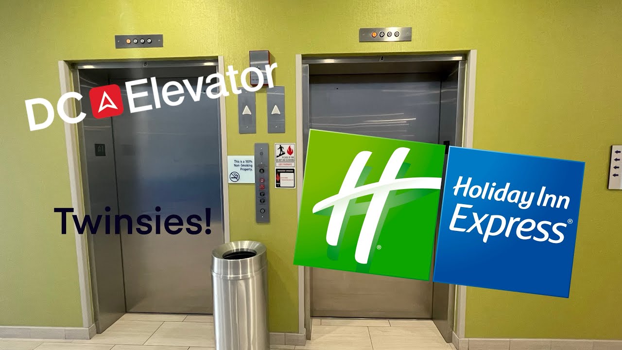 Very nice twin D-C hydraulic elevators at Holiday Inn Express ...