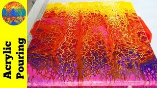 Beautiful Sunset Scene with Gold: Acrylic Pour Painting Using a Swipe