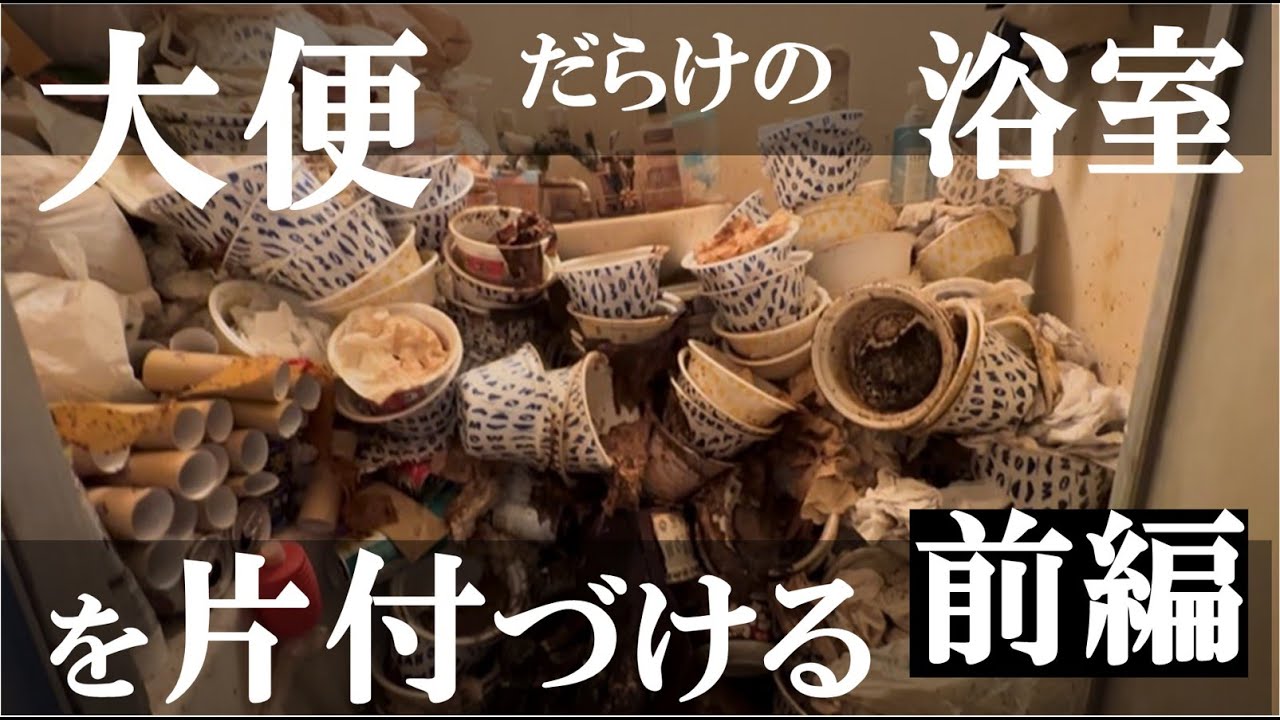 【閲覧注意】大便(うんち)だらけの浴室を片付ける【前編】