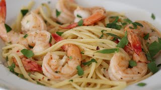 Shrimp Scampi & Pasta  Linguine With Lemon Butter Garlic White Wine Sauce