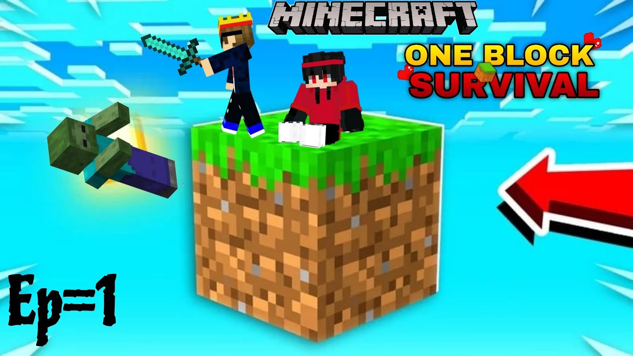 FIRST DAY IN MINECRAFT ONE BLOCK WITH MY BROTHER😍(EP-1) - YouTube