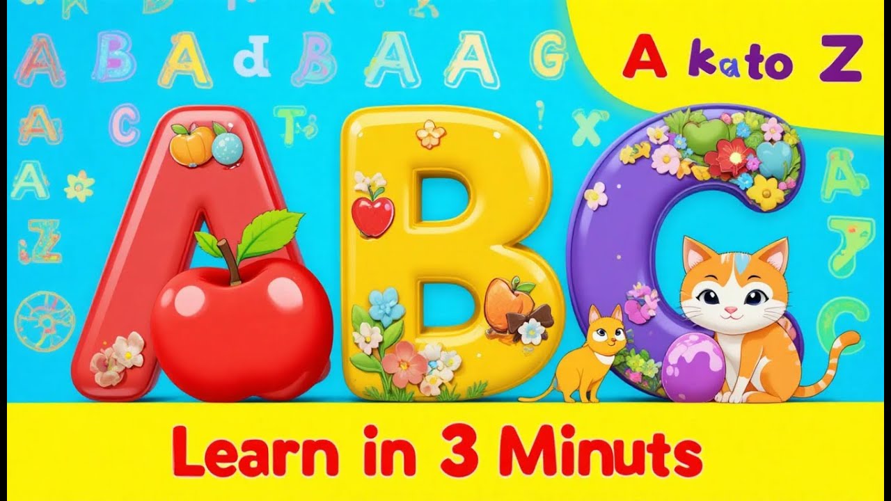 Learn ABC Alphabet A to Z | 3 Minutes Kids Learning | Curious Minds Kids
