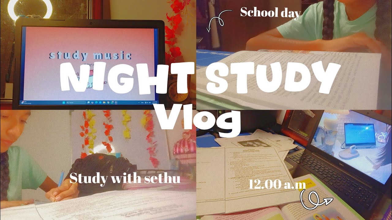 NIGHT STUDY VLOG | studying, motivation, productive, 12.00 am.🎀✨ 