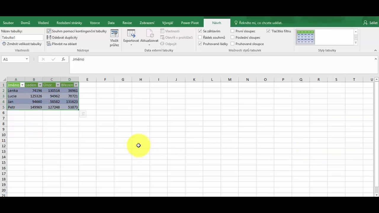 Jak vložit excelovou tabulku