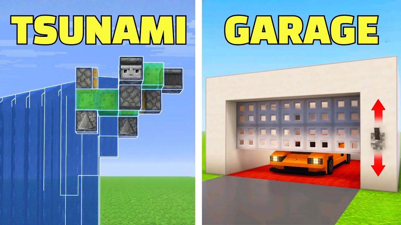 How to Build a Garage Door & a Tsunami Maker in Minecraft