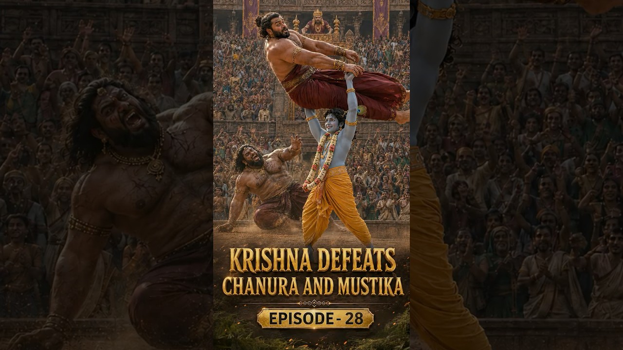 Lord Krishna & Balarama Defeat Chanura and Mushtika in the Wrestling #krishna #iskcon #ai #aivideo