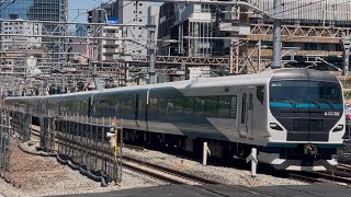 【ジョイント音最高！】E257系2000番台ｵｵNA-11編成が特急踊り子１１号伊豆急下田行きとして田町駅を通過するシーン（3031M）2025.7.21.13:05