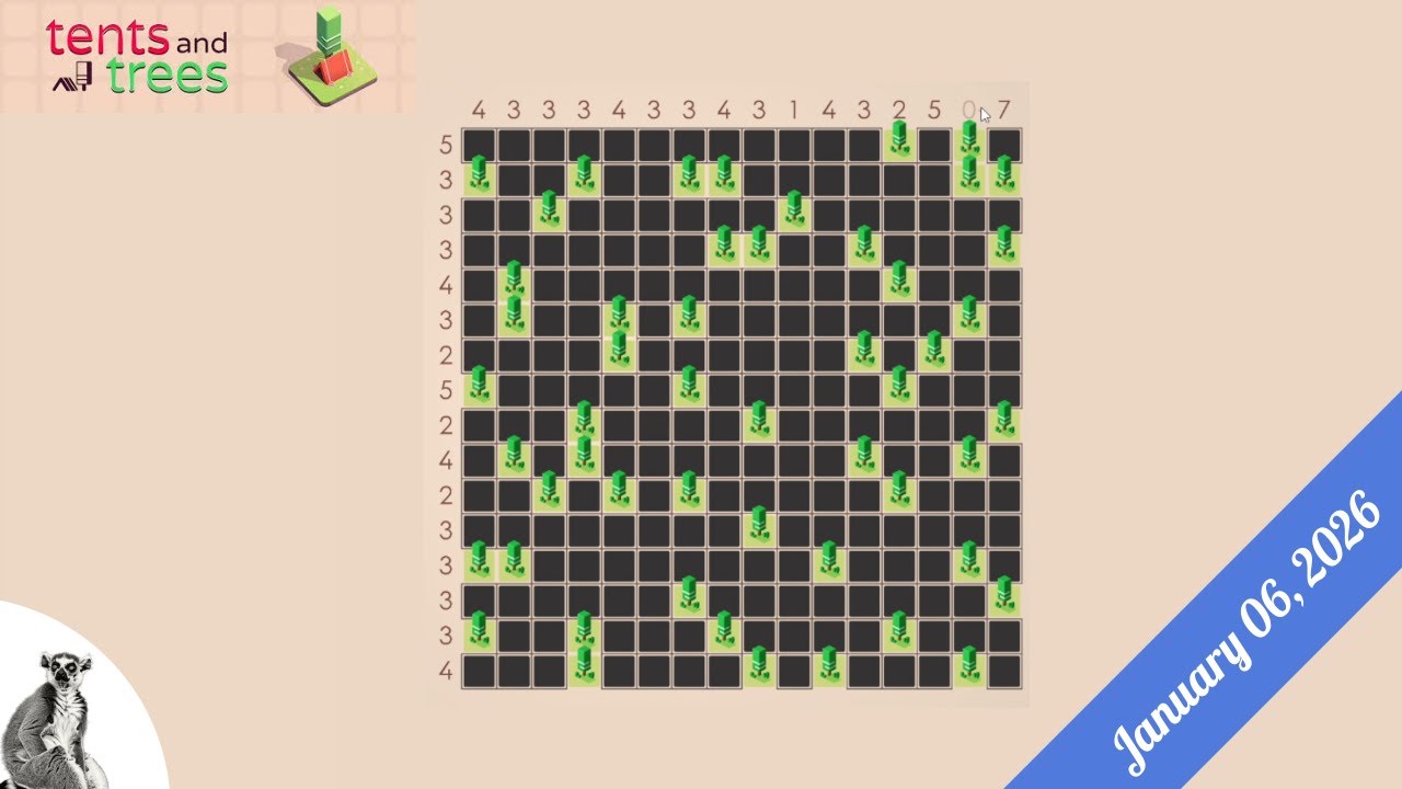 Палатки и деревья - Ежедневные головоломки - 6 января 2026 г.