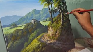 Acrylic Landscape Painting Lesson - Mountain Road by JMLisondra Acrylic Landscape Painting Lesson - Mountain Road by JMLisondra