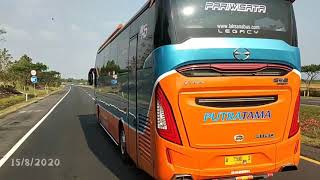 Aksi Bus Putra Tama Tempel 5Cm Bus Harapan Jaya Secania d Tol Palimanan