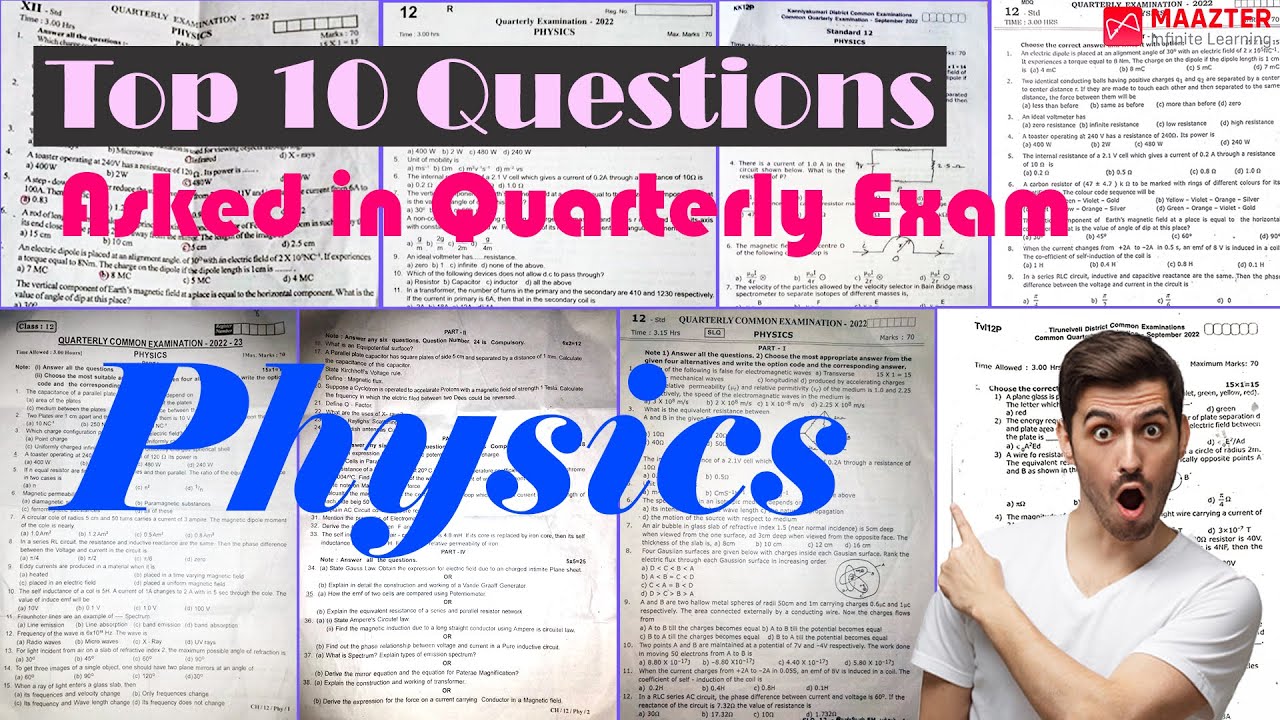Top 10  Questions | Asked in Quarterly Exam 2022 | 11th Physics | Maazter Learning App |
