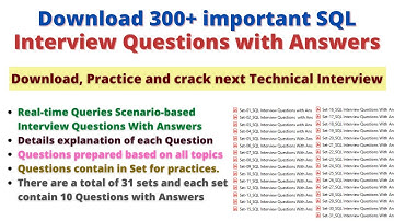 Download SQL Interview Questions with Answers|Download Complete SQL Training Materials|Pandey Guruji