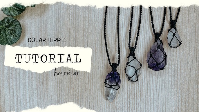 Interchangeable Crystal Necklace With 3 Gemstone, 3crystal INCLUDED,  Macramé Crystal Necklace Holder, Crystal Pouch Necklace, Adjustable 