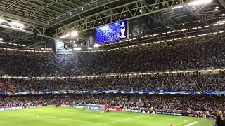 Uefa champions league final 2017 in cardiff. juventus turin vs. real
madrid result: 1 : 4 this is the great atmosphere italien corner
before match...